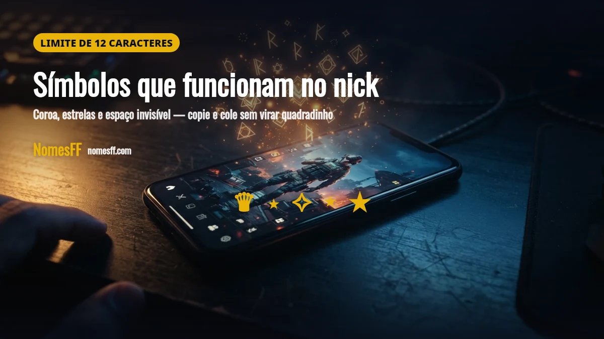 Símbolos e limite de 12 caracteres para nomes no Free Fire, sem virar quadradinho