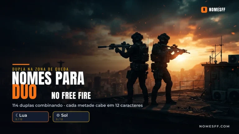 Nomes para Duo no Free Fire: 114 Duplas (2026)