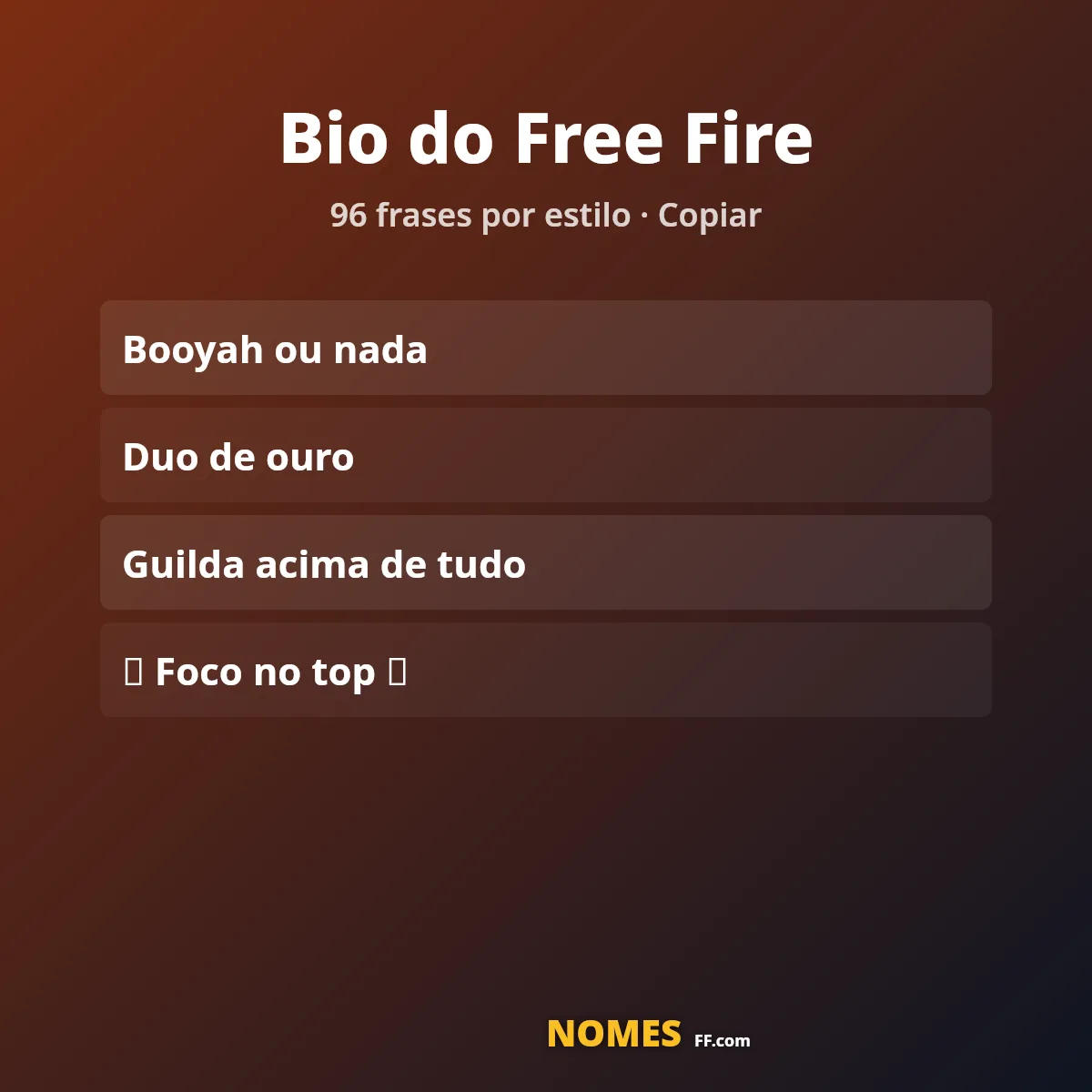 Bio do Free Fire: frases curtas por estilo para copiar e colar no perfil