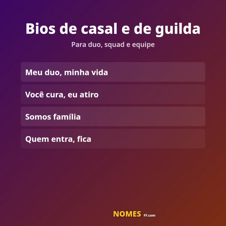 Nomes e Frases para a Bio do Free Fire — Copiar
